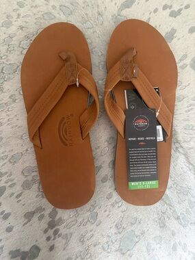 Rainbow Brown Leather Thong Sandals